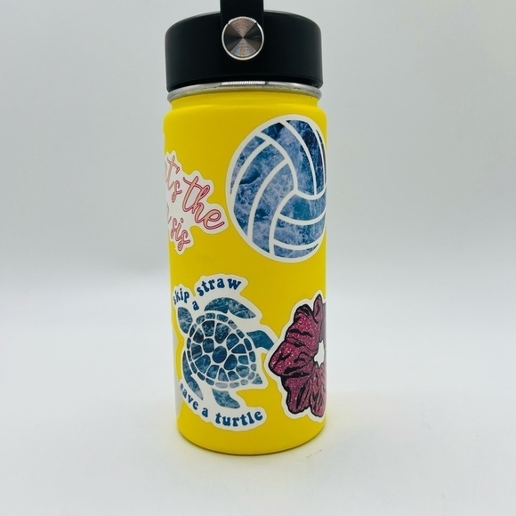 HYDRO FLASK 16 OUNCE WIDE MOUTH LEMON YELLOW WITH STICKERS WATER BOTTLE - Picture 4 of 10